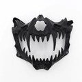 Halloween matte black half-face beast mask with sharp fangs for cosplay parties - Tiger (Black)
