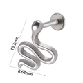 Silver stainless steel snake shaped labret piercing with curved scale texture and flat back - Snake B (#26) / 1.2*8mm / Silver