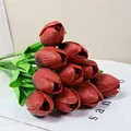 Realistic artificial wine red mini tulips with a moisturizing touch for home decor - Burgundy