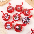 Mini porte-monnaie de Noël rond en fer blanc avec motifs de fête variés - Rond / Style de Noël nouveau rond