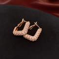 Orecchini a cerchio a U in oro rosa con pavé di cristalli scintillanti - Orecchini geometrici a forma di U pavé in oro rosa (70#)