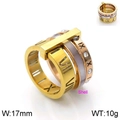 Three-in-one titanium steel roman numeral ring set with shells and white zircons - US 7 / Rose Gold Mix