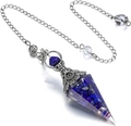 Vintage zilveren pendel met lapis lazuli steentjes en koperdraad in hars gegoten - Lapis Lazuli (Antiek Zilver)
