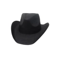 Classic black wide brim straw cowboy hat for men and women featuring a shaped fedora crown - One Size / Black