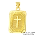 Gold rectangular copper pendant with cross relief and zirconia inlay 24.2mm size - Style 1/Gold Rectangle Cross Pendant/24.2*15.7*2mm