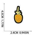 Detail view of a pineapple embroidered patch showing dimensions 4.5cm by 2.4cm - Long Pineapple (W25SG-055-18)