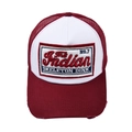 Cappello trucker in rete bordeaux e bianco con patch ricamata Indian e stile vintage - Rosso