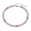 Elegant S925 sterling silver flower bracelet with multi-color zircon inlay for women - Standard Style (DY150204-S-W-CS) / Platinum
