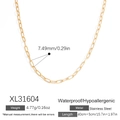 Golden stainless steel paperclip chain necklace with waterproof and hypoallergenic design - Gold Paperclip Chain Necklace (XL31604)