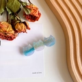 Exquisite acetate hair clip with three gradient blue cats and golden facial details - 6.3cm / Metallic Blue