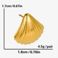 Detail view of gold shell earrings showing 1.8cm size and 4.5g weight measurements - One Pair / Gold