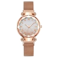 Elegant rose gold women's watch with starry sky dial and mesh magnetic strap - Rose Gold Single Watch