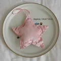 Pink star-shaped quilted fabric ornament with silk hanging ribbon, size 14cm by 14cm - Star - Pink