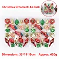 44-piece red and green Christmas ball ornament set with bells and stars in varied finishes - Style 07