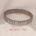 Adjustable silver stainless steel stretch bracelet with embossed cross pattern - J006-1 Silver Cross