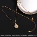Golden titanium steel rotating sunflower pendant necklace with white zircon and extension chain - Rotatable Style 58 Starburst (A712)