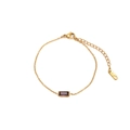 Titanium steel necklace with rectangular purple zircon gemstone and 18K gold plating - February Bracelet