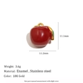 18K gold plated stainless steel red apple fruit pendant with enamel details for DIY jewelry - Enamel Apple-Pink