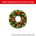 Corona de Navidad 30cm con piñas bayas rojas y luces LED de color cálido - Estilo de Luz Cálida / 30cm