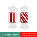 16cm red and white glitter candy ornaments with vertical and diagonal stripes for Christmas - 16cm Red Candy Set