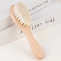 Natural wooden baby hair brush with soft wool bristles for gentle scalp massage - Wooden Handle White Wool Brush