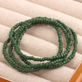 Handmade multi-layered green seed bead bracelet with polished glass finish - Style 15-Multi-layer Green