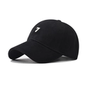 Classic black cotton baseball cap with white number 7 embroidery on a clean background - Adjustable / Black