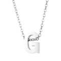 Silver stainless steel necklace featuring a polished uppercase letter G initial pendant - Letter G Style (KN233971-Z)