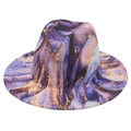 Dettaglio del cappello Fedora con motivo marmorizzato in viola, blu e oro - Stile Marmo Schizzo d'Inchiostro Viola Blu Oro (Colore 07) / M (56-58cm)