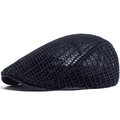 Breathable black mesh ivy cap with woven texture and reinforced brim for summer - Adjustable / Dark Gray