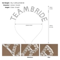 Dettaglio del cerchietto Team Bride con strass e misure dimensionali precise - Argento (TS-J3272S)