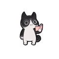 Simpatica spilla in smalto gatto bianco e nero che legge un libro rosa, badge cartoon - Gatto che legge