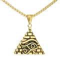 Vintage gold pyramid necklace for men with eye of Horus engraving on a fine chain - Gold Pendant Only (Without Chain)