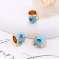 Colgante taza de café de aleación con esmalte azul cielo y corazón para joyería DIY - Azul Lago