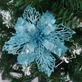 Sparkling light blue artificial poinsettia flower with glitter for Christmas tree decor - Sky Blue