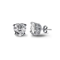 Elegant S925 sterling silver stud earrings featuring heart shaped clear zircon stones - Heart Silver-8MM (NE1D0002-S-W-WH#8MM)