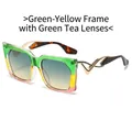 Fashion oversized sunglasses with green yellow gradient frame and green tea lenses - Green Yellow Frame Green Tea Lens