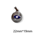 Vintage silver evil eye pendant with blue enamel and sunburst texture, 22mm x 19mm - Sun Ray Evil Eye Pendant (P00303S)