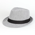 Klassischer gestreifter Fedora-Hut im britischen Stil mit elegantem schwarzem Band - 58cm (Verstellbar) / Schwarz