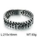 Punk style skull men's bracelet in 316L stainless steel with heavy duty chain link - Steel Color (KB122131-BDJX)