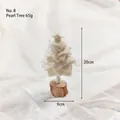 Handmade white wool felt Christmas tree with pearl beads and natural wooden base - Style Eight - White Felt Tree with Pearl Decoration