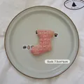 Pink and gold tweed Christmas stocking ornament measuring 7.5cm by 6cm for holiday decor - Christmas Sock-06 (Pink Gold)
