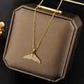 18K rose gold titanium steel necklace with a crystal-encrusted fishtail pendant - Fish Tail Style (806) / Gold