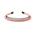 Pink satin-wrapped headband with crystal beads and non-slip inner teeth for women - 125 Korean Pink