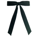 French style double-layer black velvet bow hair clip with long elegant ribbons - Black