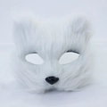Máscara de zorro blanco de piel sintética para cosplay de Halloween con felpa suave - Blanco - Máscara de gato
