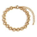 Bracciale a catena a maglie tonde placcato oro 14K con chiusura a moschettone e catena - Oro