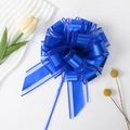 Royal blue organza pull bow ribbon with metallic finish for Christmas gift wrapping - Dark Blue