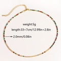 Gold colorful zircon tennis necklace 2.0mm width with 33+7cm adjustable chain length - Turquoise Multicolor Zircon - Gold