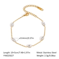 Elegant 18K gold-plated stainless steel bracelet with six 9.4mm clear zircon gemstones - Marquise Gemstone Bracelet (YYA025027)
